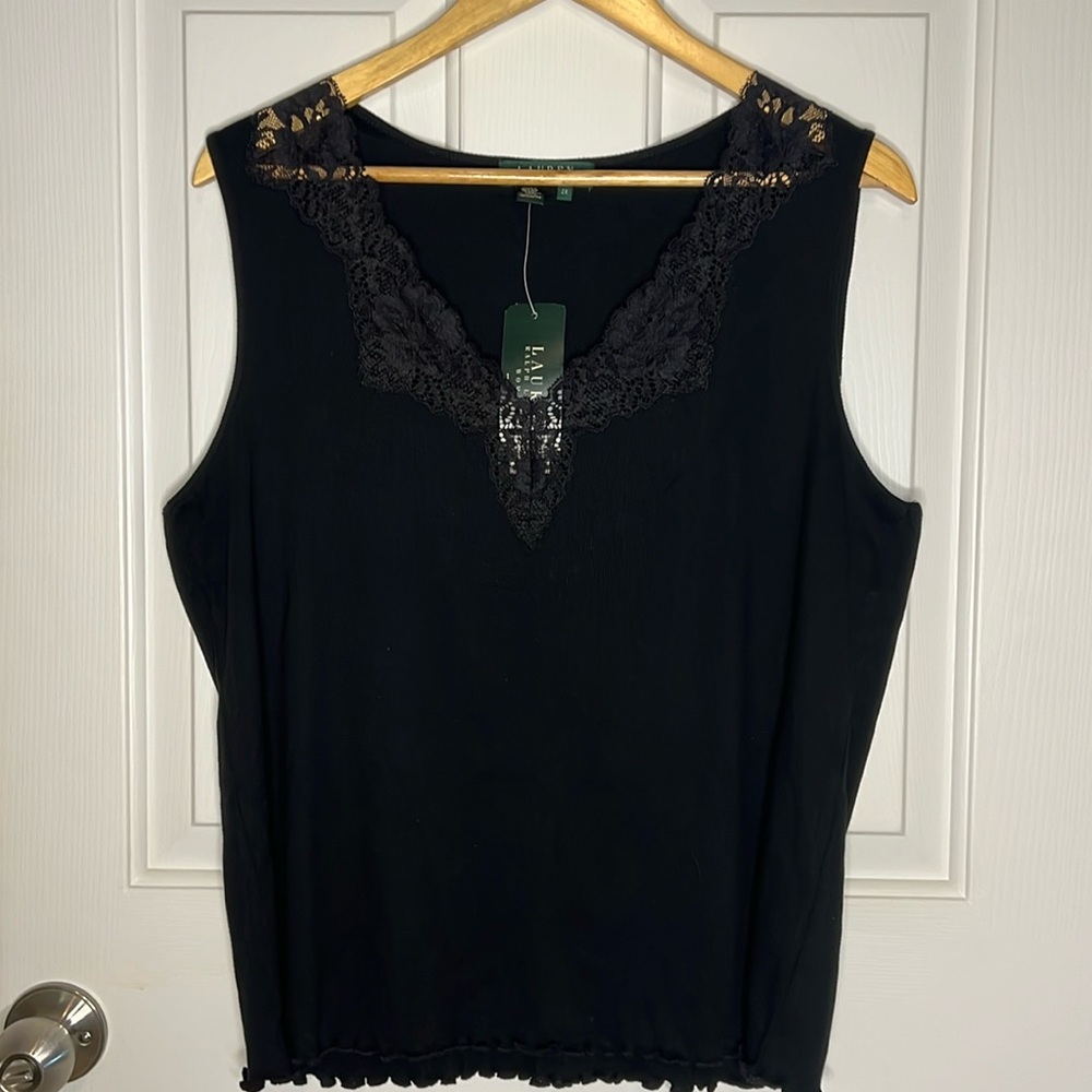 ⚫️Final Price⚫️ Ralph Lauren Sleeveless Blouse with Lace Detailing, 2X, NWT